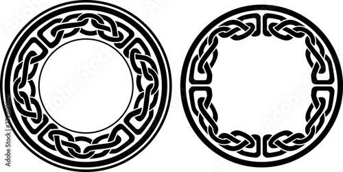 Round Celtic Style Frame, Isolated Vector photo