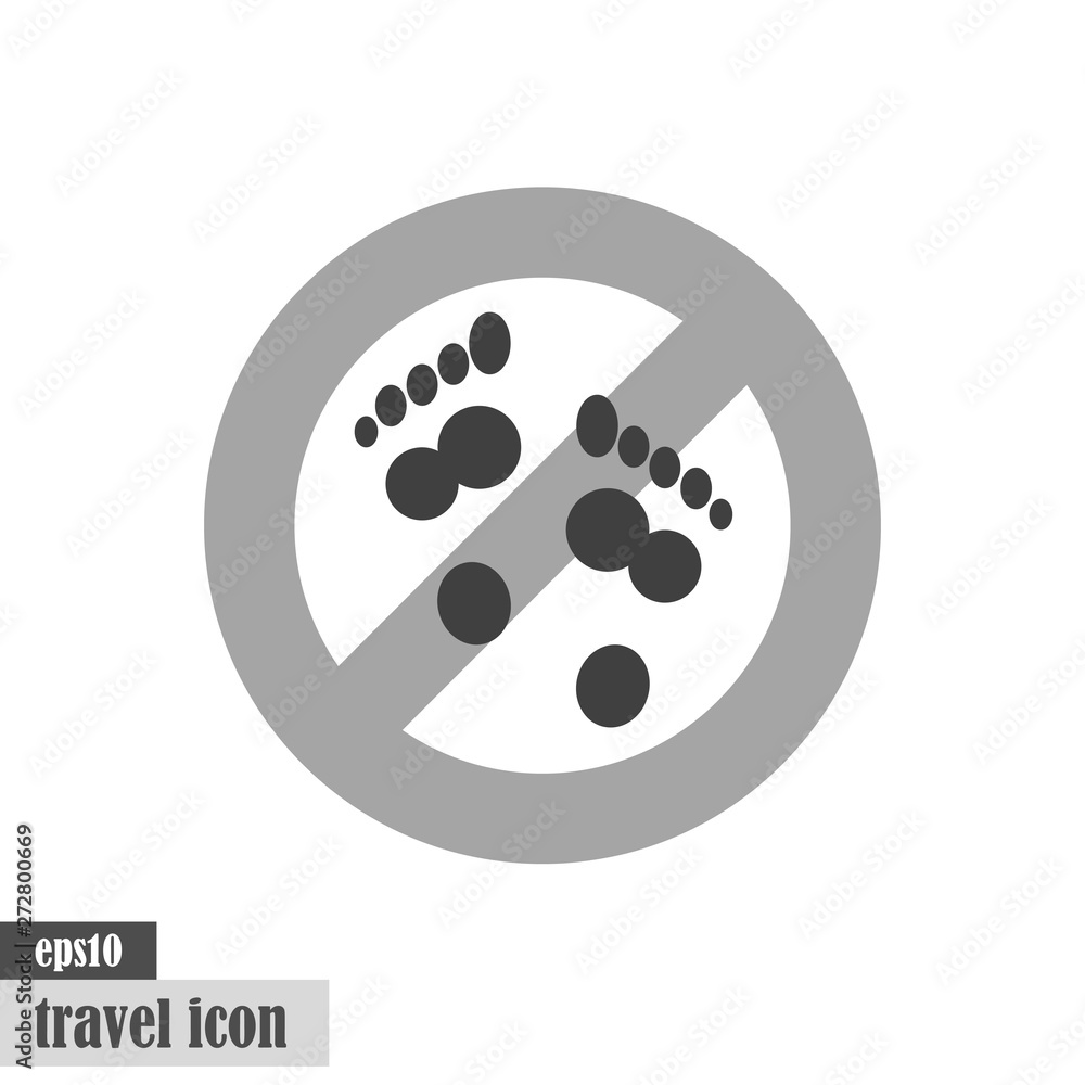 barefoot prohibited black flat vector icon eps10