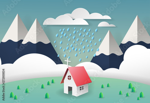 The church with the nature the vector.