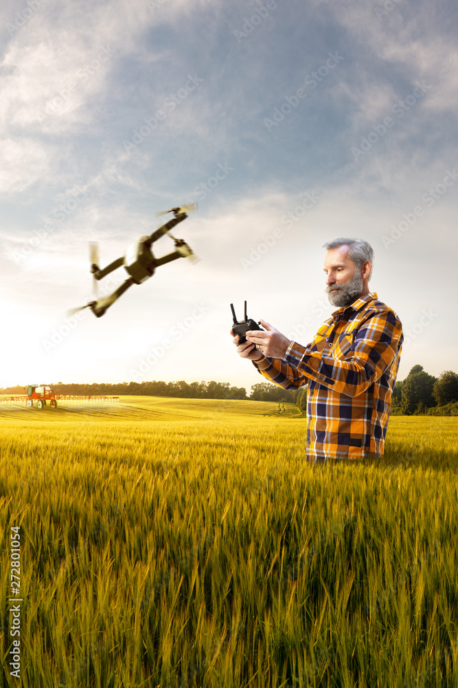 Beautiful senior farmer use new technology for agronomy Beautiful senior farmer use new technology for agronomy