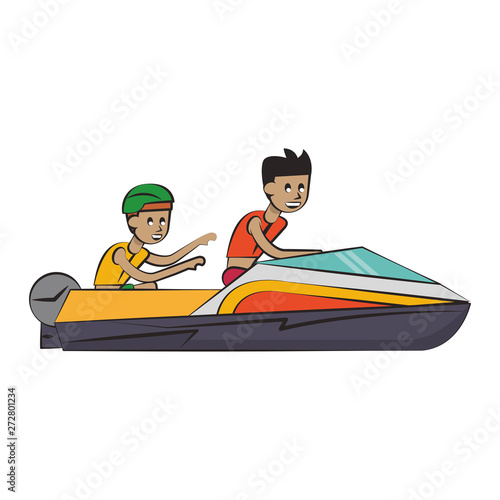 Racing boat extreme sport cartoons