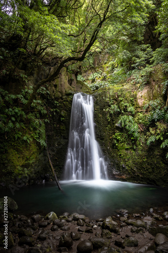 Waterfall Salto do Prego near the Village of Faial de Terra on Sao Miguel  Azores Islands  Portugal
