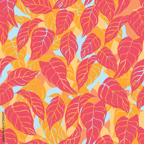 Bold colorful greenery leaves texture vector pattern background for fabric  wallpaper  scrapbooking projects.