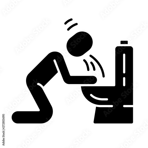 Vomiting, nausea glyph icon
