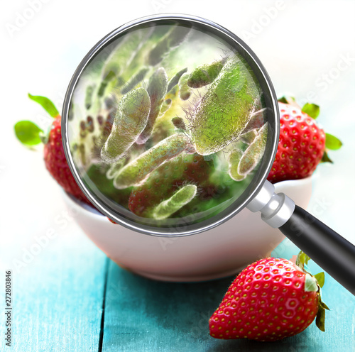 Foto Contaminated food concept and tainted meal poisoning symbol resulting in illness
