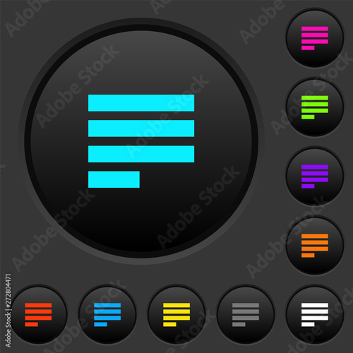 Text align justify last row left dark push buttons with color icons