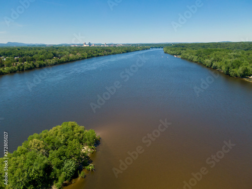 Drone over a river