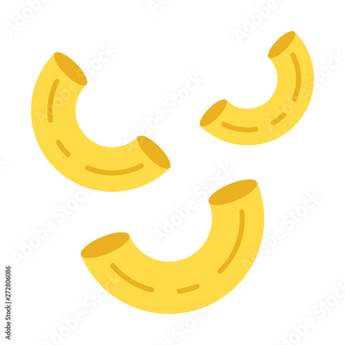 Elbows pasta flat design long shadow color icon