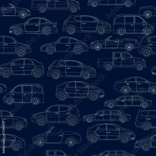 Seamless pattern with car body types