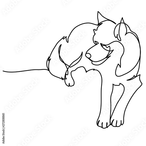 Continuous one line drawing of a dog