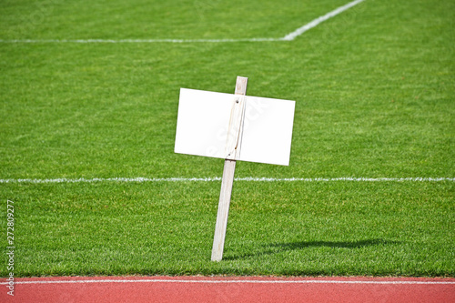 Empty sign next to the soccer field