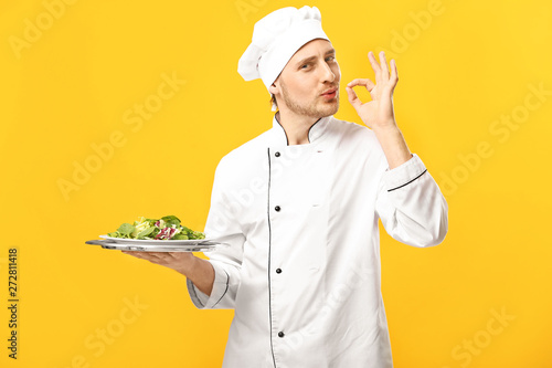 Handsome male chef with sal...
