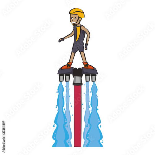 Water extreme sport cartoon isolated