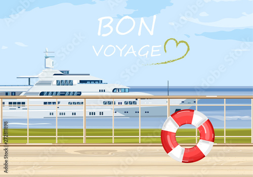 Travel boat Vector. Summer cruise journey poster templates