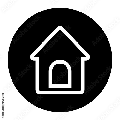 Doghouse icon in round. Vector illustration style is a flat iconic doghouse symbol.