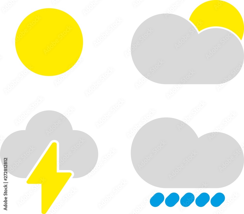Modern weather icons set. Flat vector symbols on white background. Modern weather icons set. Flat vector symbols on white background.