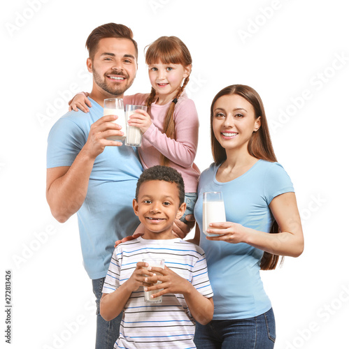 Young family with glasses o...