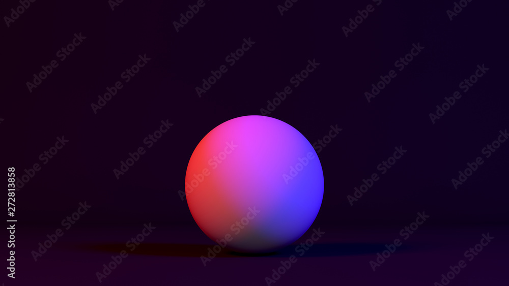 ball in neon light on a dark background, 3d illustration