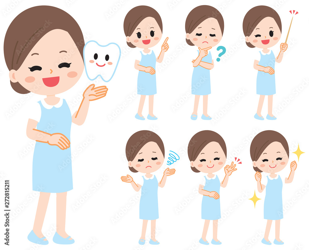 Illustration of dental hygienist and dental assistant Illustration of dental hygienist and dental assistant