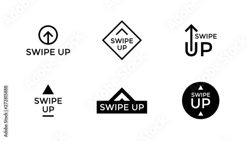 Swipe up button scroll pictogram icon set isolated for blogger web ui design. Vector arrow up for application and social network. 10 eps illustration