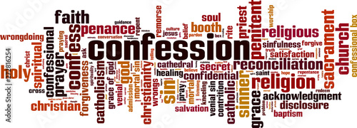 Confession word cloud photo