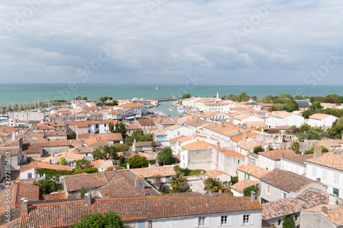 top view aerial from church village Saint Martin de Re , Ile de Re in France