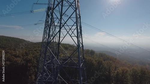 Inspection of metal supports of high-voltage power line with a drone