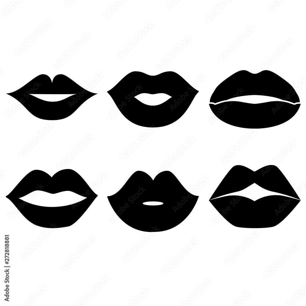 Woman's lip gestures icons set. Woman's lip icon vector. lip symbol illustration. Woman's lip gestures icons set. Woman's lip icon vector. lip symbol illustration.
