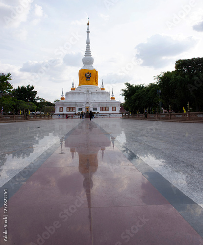 Phra That Nadoon Chedi or Na Dun Pagoda for thai people travel visited and respect praying at Mahasarakham city in Maha Sarakham, Thailand photo