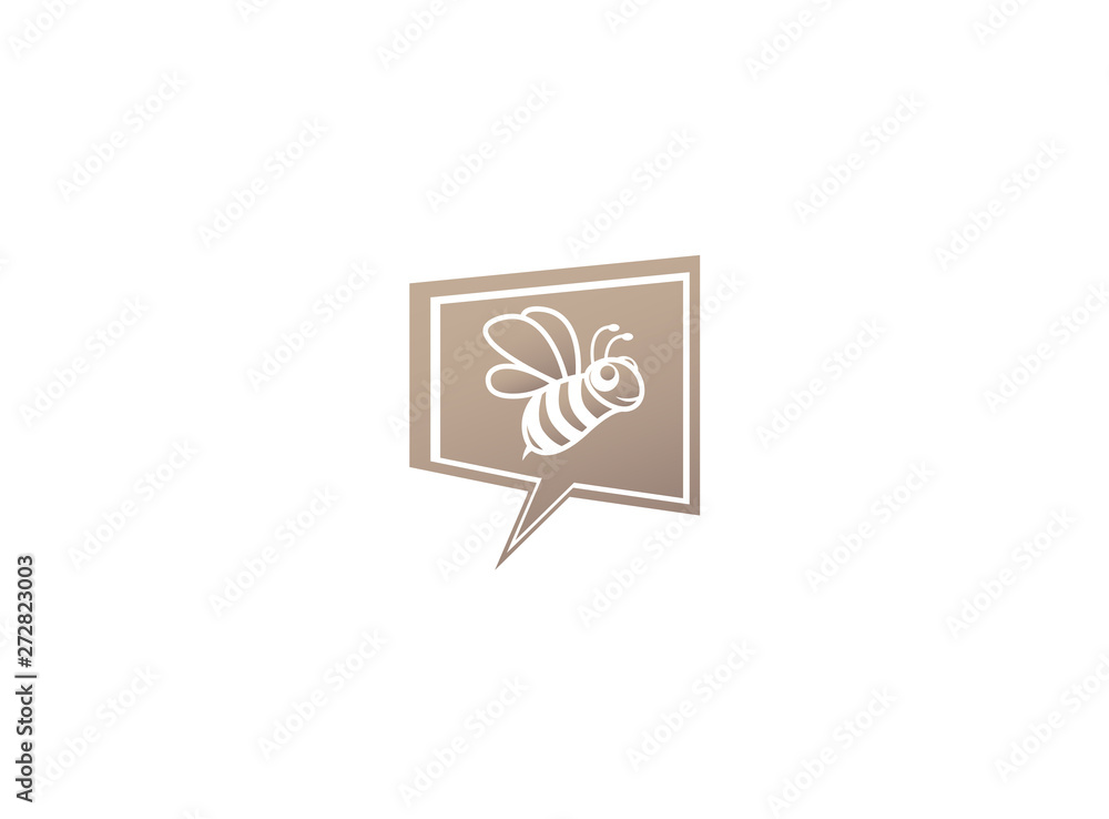 Happy bee open wings and fly for logo design illustration in chat icon Happy bee open wings and fly for logo design illustration in chat icon