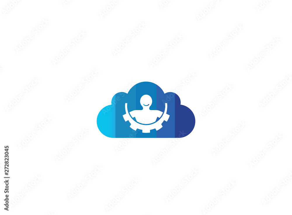 Body inside a gear pignion and smile for logo design Vector in chat icon illustration Body inside a gear pignion and smile for logo design Vector in chat icon illustration