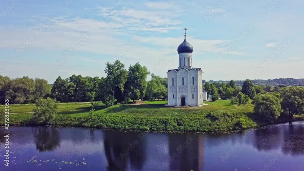 Church of the Intercession on the Nerl, shooting from the drone Church of the Intercession on the Nerl, shooting from the drone