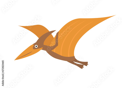Pterosaur flat style icon. Isolated on white background. Vector illustration