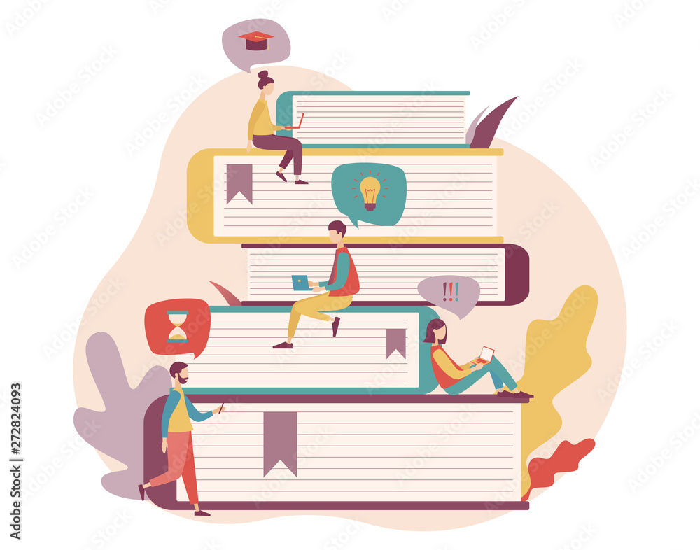 Online Education. Flat cartoon style. Vector illustration Online Education. Flat cartoon style. Vector illustration