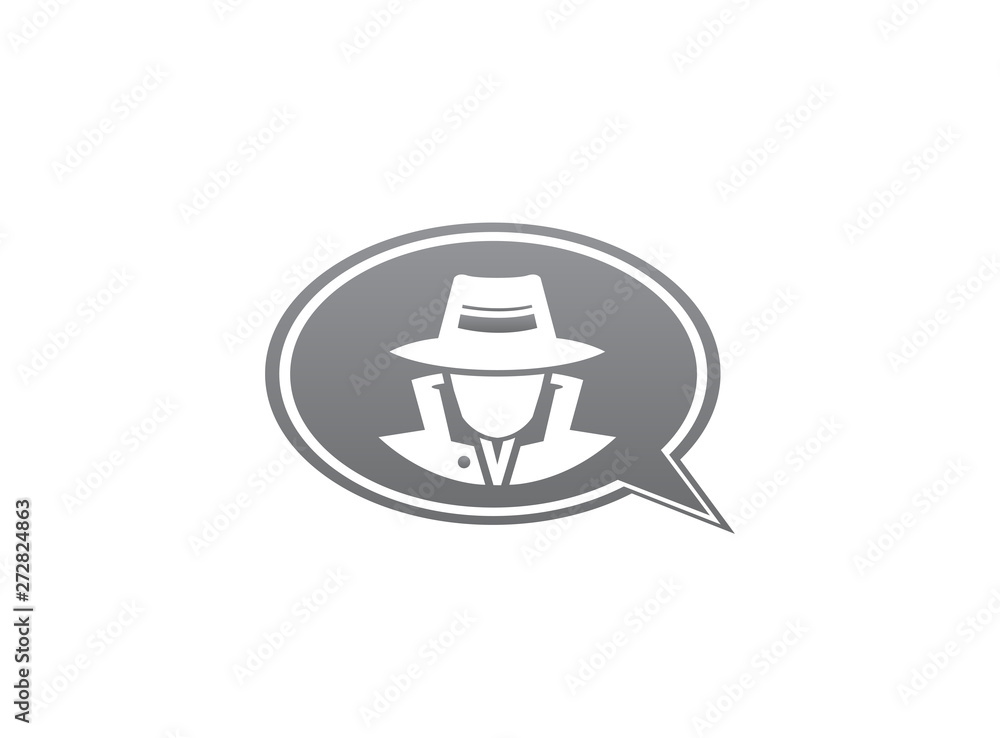 detective spy with hat in a chat icon for logo vector design illustration, secret job icon detective spy with hat in a chat icon for logo vector design illustration, secret job icon