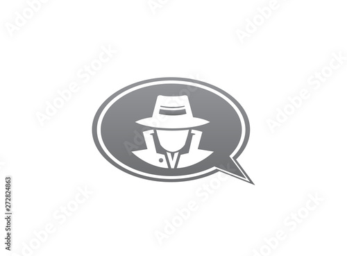 detective spy with hat in a chat icon for logo vector design illustration, secret job icon