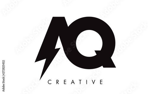 AQ Letter Logo Design With Lighting Thunder Bolt. Electric Bolt Letter Logo