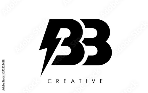 BB Letter Logo Design With Lighting Thunder Bolt. Electric Bolt Letter Logo