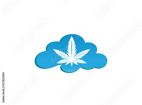 Medical Marijuana Cannabis hemp Logo design illustration in a cloud shape icon