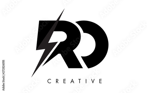 RO Letter Logo Design With Lighting Thunder Bolt. Electric Bolt Letter Logo