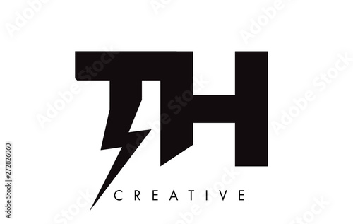 TH Letter Logo Design With Lighting Thunder Bolt. Electric Bolt Letter Logo
