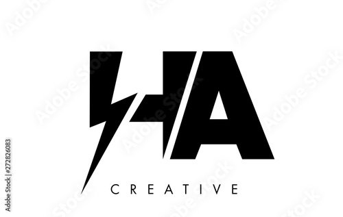HA Letter Logo Design With Lighting Thunder Bolt. Electric Bolt Letter Logo