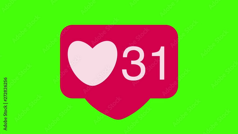 Social media red Love Hearts counter icon animation on green screen. Good for marketing concept or short video background for social networks story. 4K footage. Social media red Love Hearts counter icon animation on green screen. Good for marketing concept or short video background for social networks story. 4K footage.