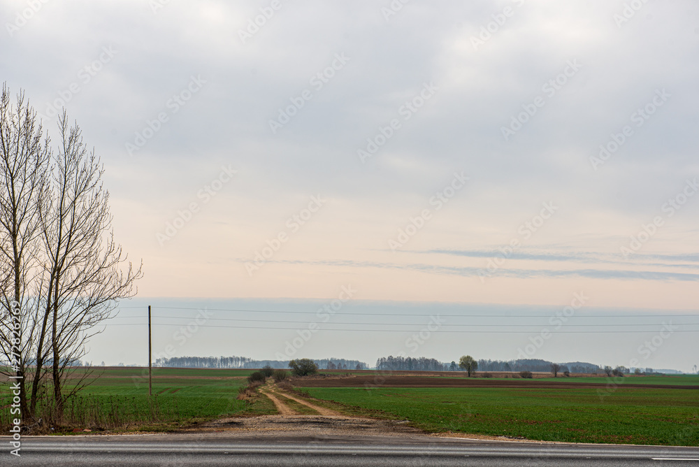 Fototapeta premium empty countryside life landscape in late autumn
