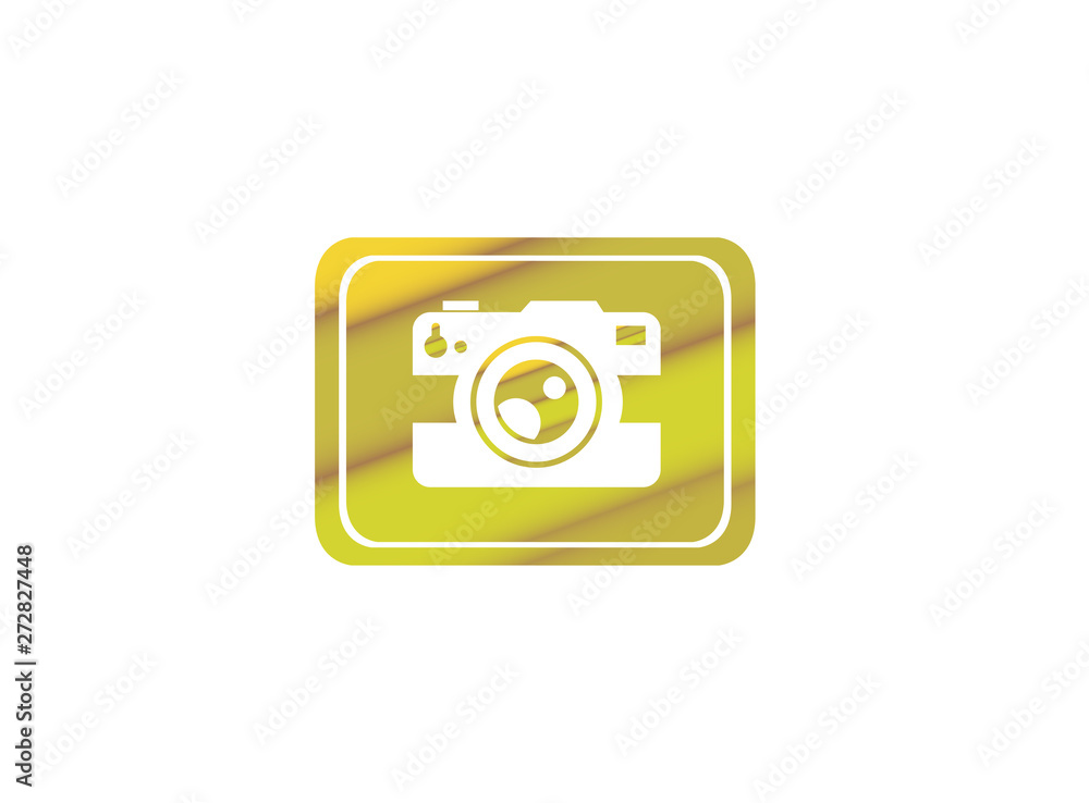 Photographe an old style camera logo design illustration in a rectangle shape Photographe an old style camera logo design illustration in a rectangle shape