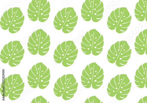 Monstera tropical leaf vector pattern in light green color palette