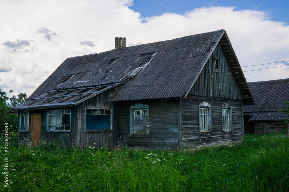 Old traditional abandoned buildings in the village.