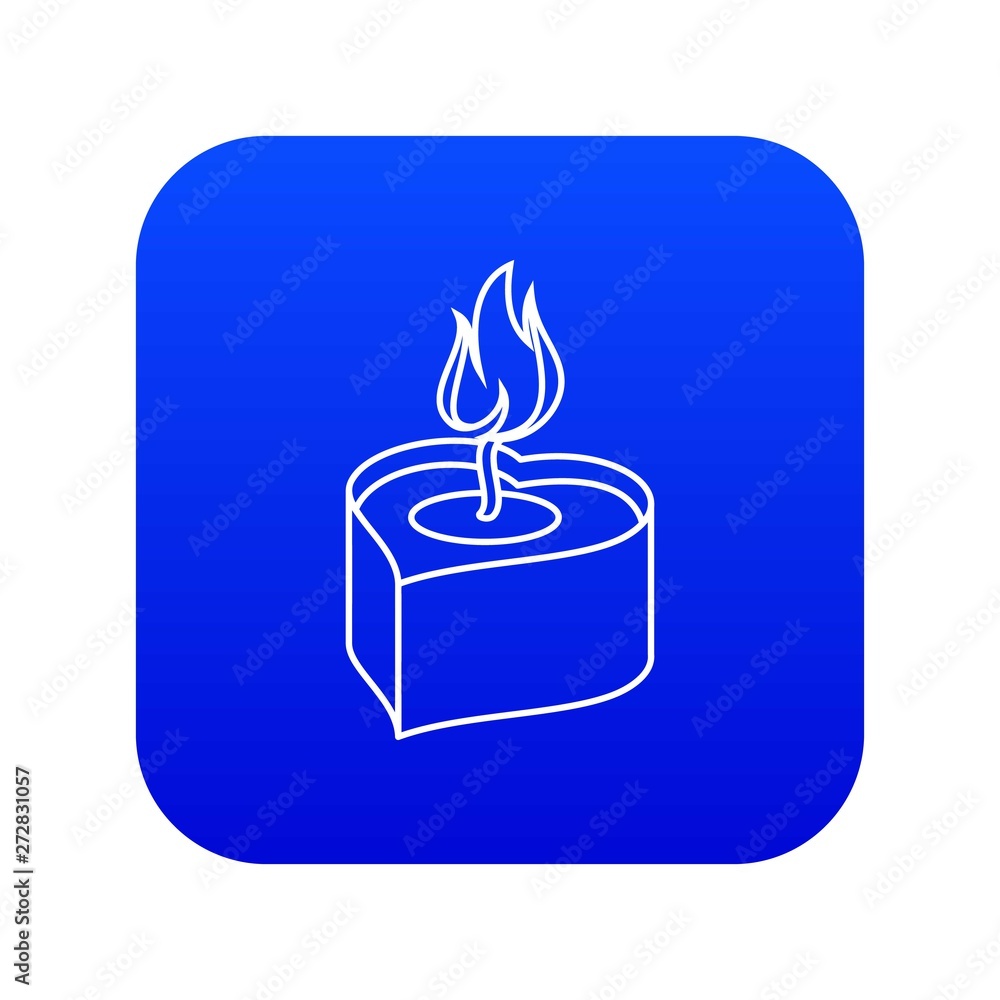 Heart candle icon blue vector isolated on white background Heart candle icon blue vector isolated on white background