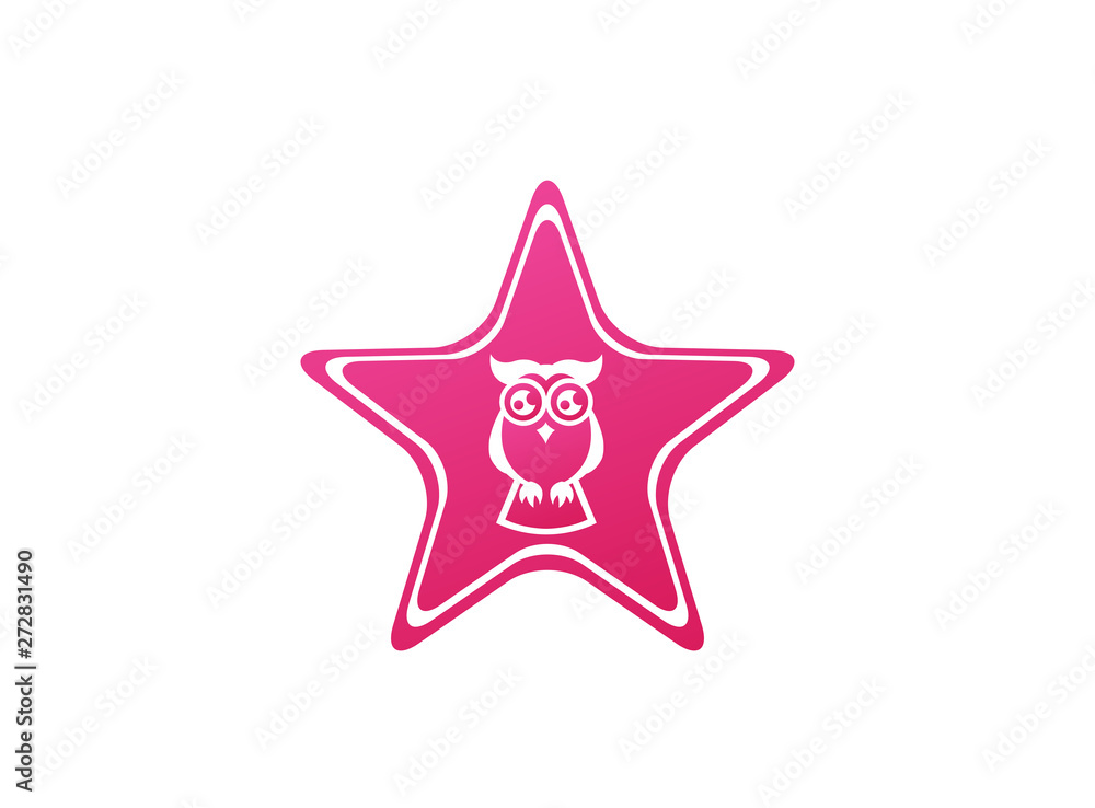 Owl open eyes for logo design illustration, wise bird in a shape icon Owl open eyes for logo design illustration, wise bird in a shape icon