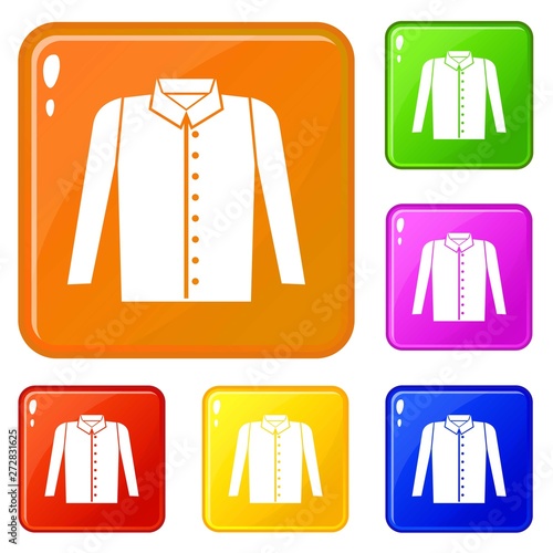 Shirt icons set collection vector 6 color isolated on white background